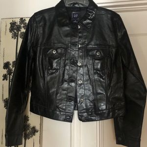 Gap black leather jacket size M